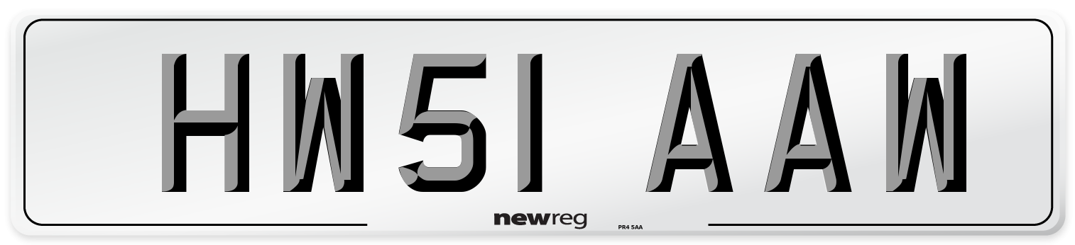 HW51 AAW Number Plate from New Reg